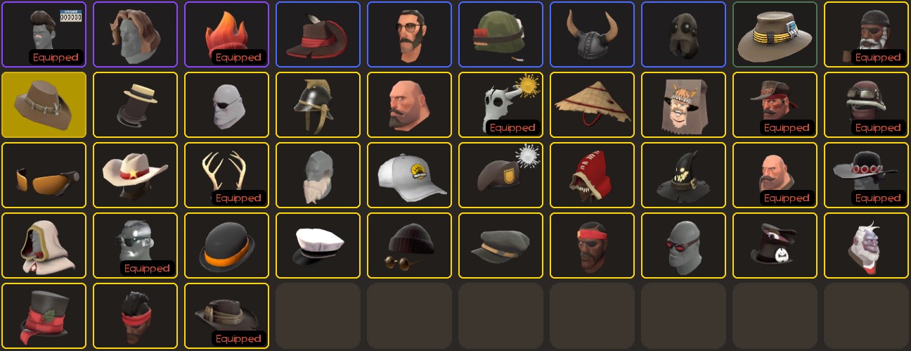 A collection of cosmetic items for Team Fortress 2