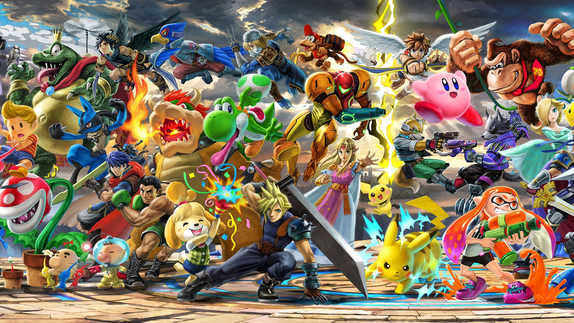 A piece of the famous Smash Ultimate banner art of all characters